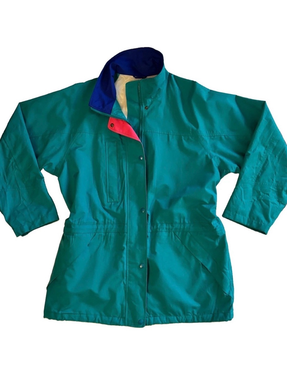 Vintage Eddie Bauer Women's Teal Lightweight Colorblock Gore-Tex Jacket Large